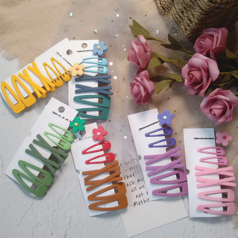 

7pcs/lot Colorful Solid Hairpin Simple Side Hair Clips Ins Hot Barrettes Girl Clip Flower Hairpins for Women Hair Accessories