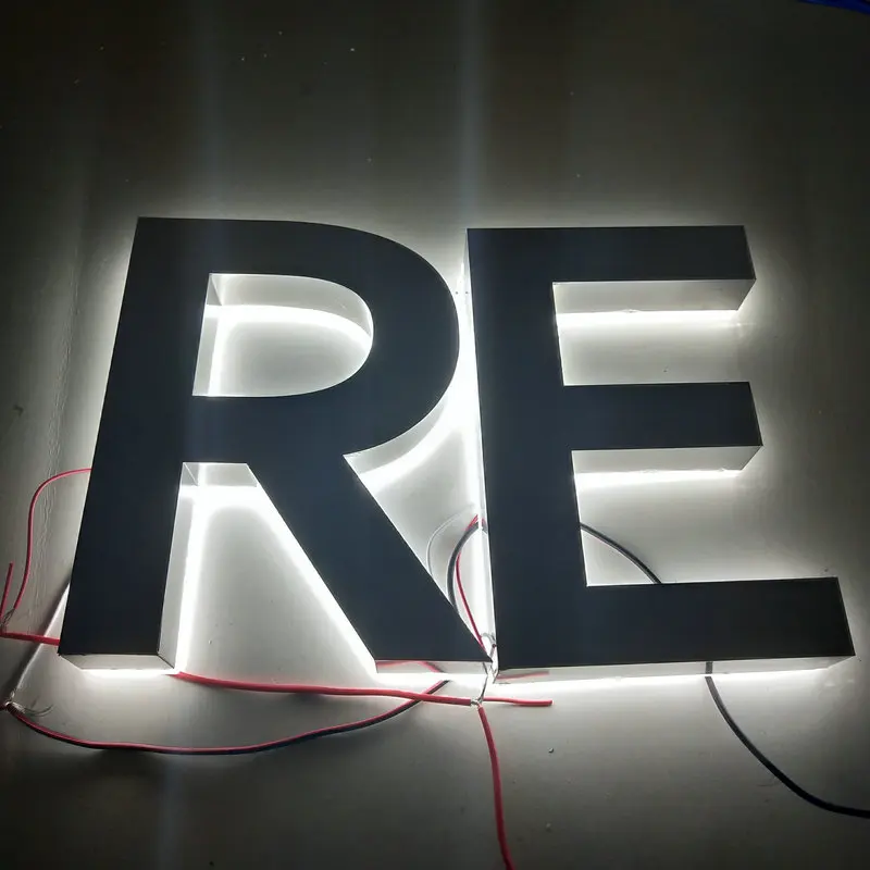 

3D outdoor Custom made stainless steel backlit luminous letters signage