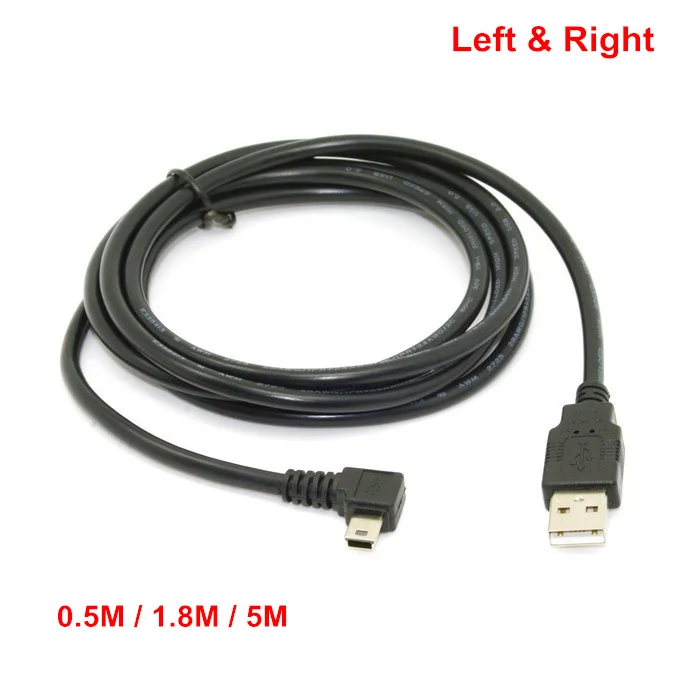 USB 2.0 Male to Mini USB Left & Right Angled 90 Degree Cable 0.5m 1.8m