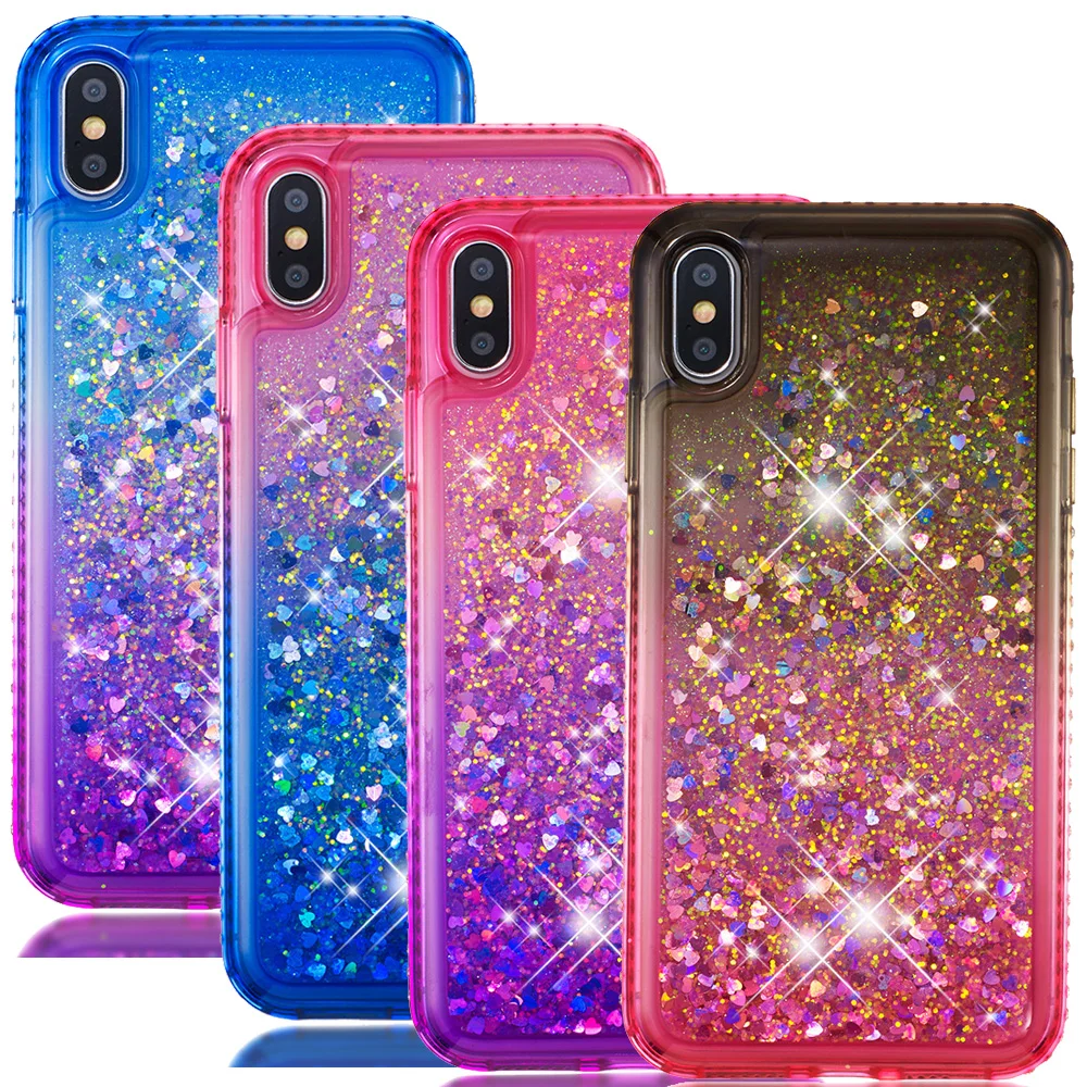 Для iPhone 8 7 6 6 S Plus ТПУ с песчаным декором чехол градиентная Алмазная бижутерия, ТПУ чехол для iPhone XS Max XR