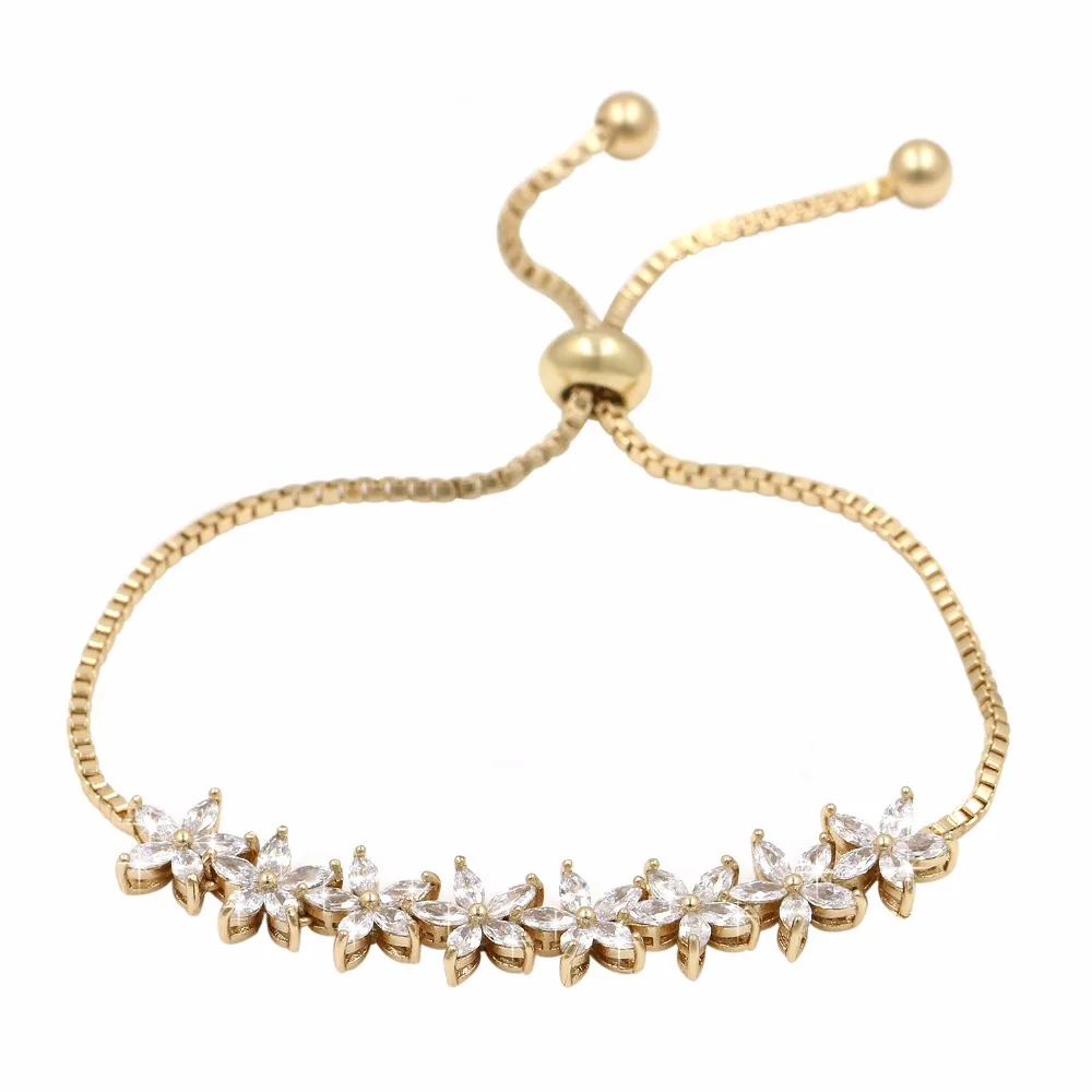

Baiduqiandu Brand Floral Cubic Zirconia CZ Zircon Crystal Adjustable Bracelets for Women