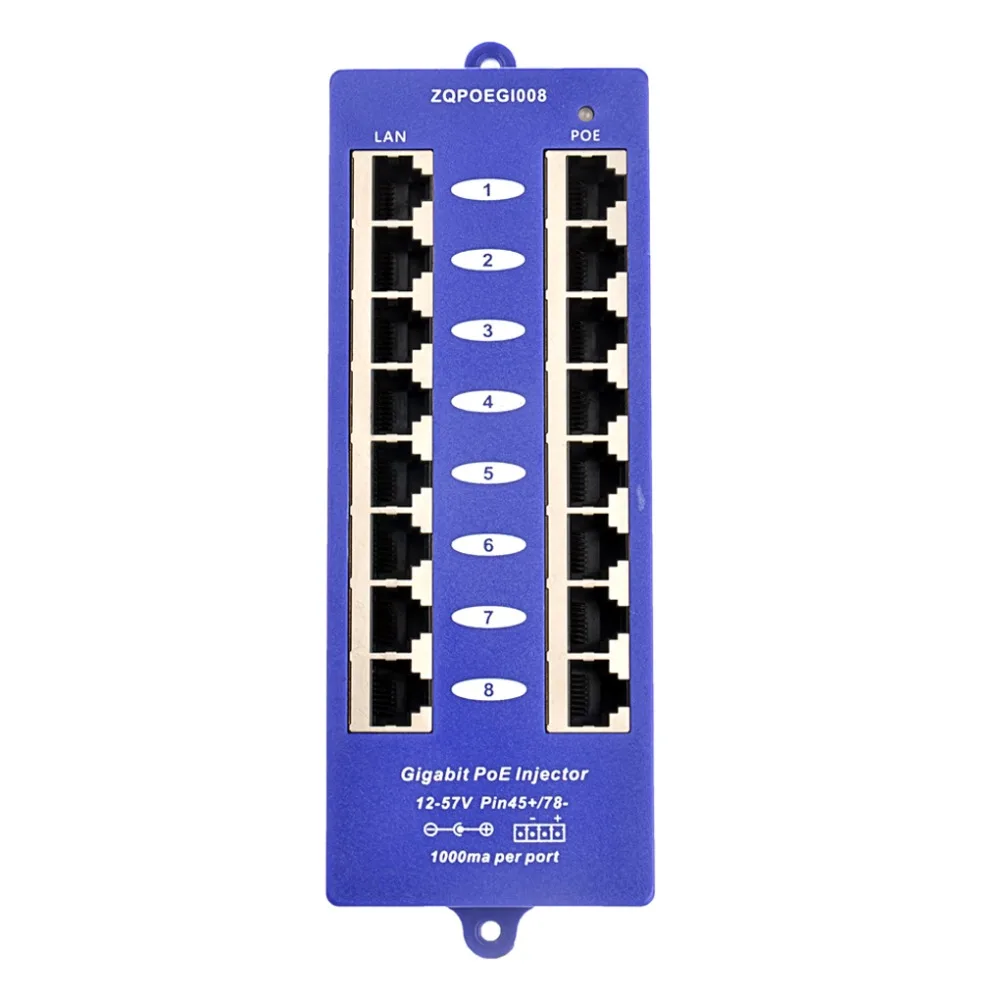 

Free Ship Mode B Security Gigabit 8 Port PoE Injector 802.3af PoE Patch Panel Networking PoE injector For Mikrotik and Ubiquiti