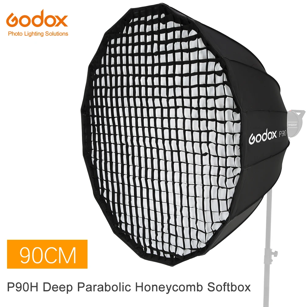 

Godox Portable P90H 90CM Deep Parabolic Honeycomb Grid Softbox Bowens Mount Studio Flash Reflector Photo Studio Softbox