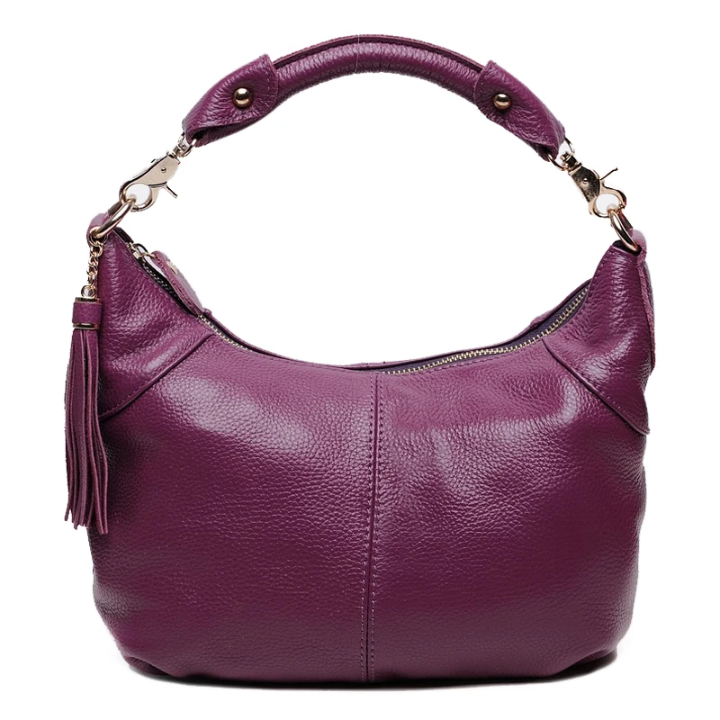 Дизайнерская сумка-тоут с кисточками женская сумка-мессенджер через плечо из натуральной кожи женская сумка через плечо из воловьей кожи Высококачественная женская сумка - Цвет: Purple
