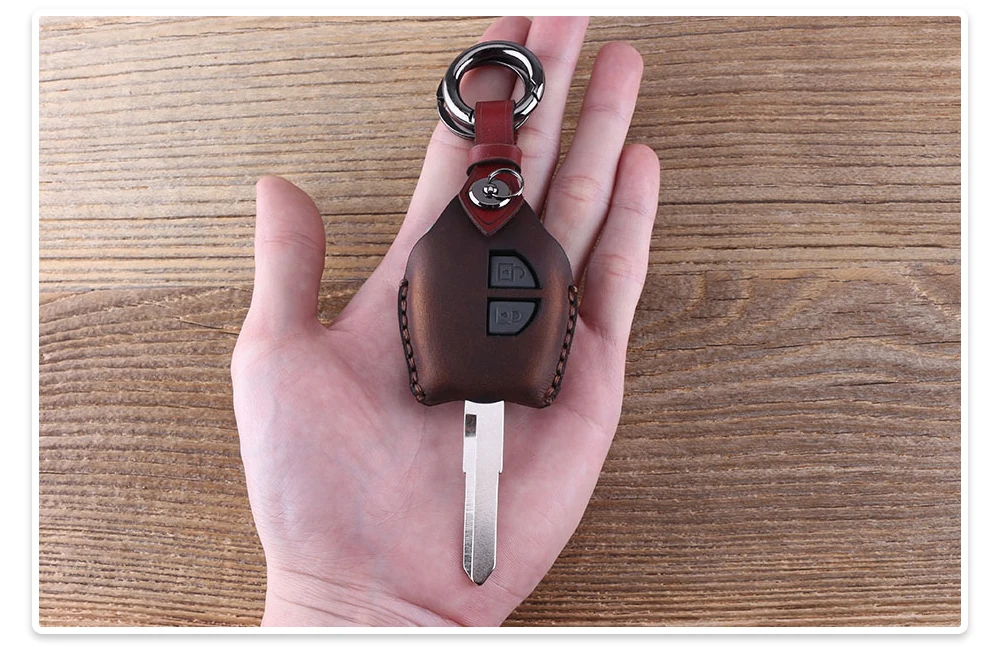 Кожаный чехол KEYYOU для ключей автомобиля, 2 кнопки для Suzuki Swift SX4, защитный чехол для ключей, брелок