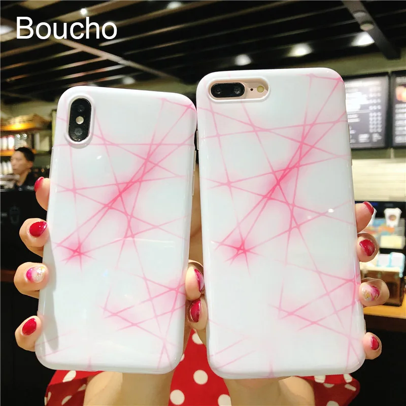 Чехол для телефона Boucho с абстрактными розовыми линиями iphone 6 6s 7 8 plus Модный мягкий