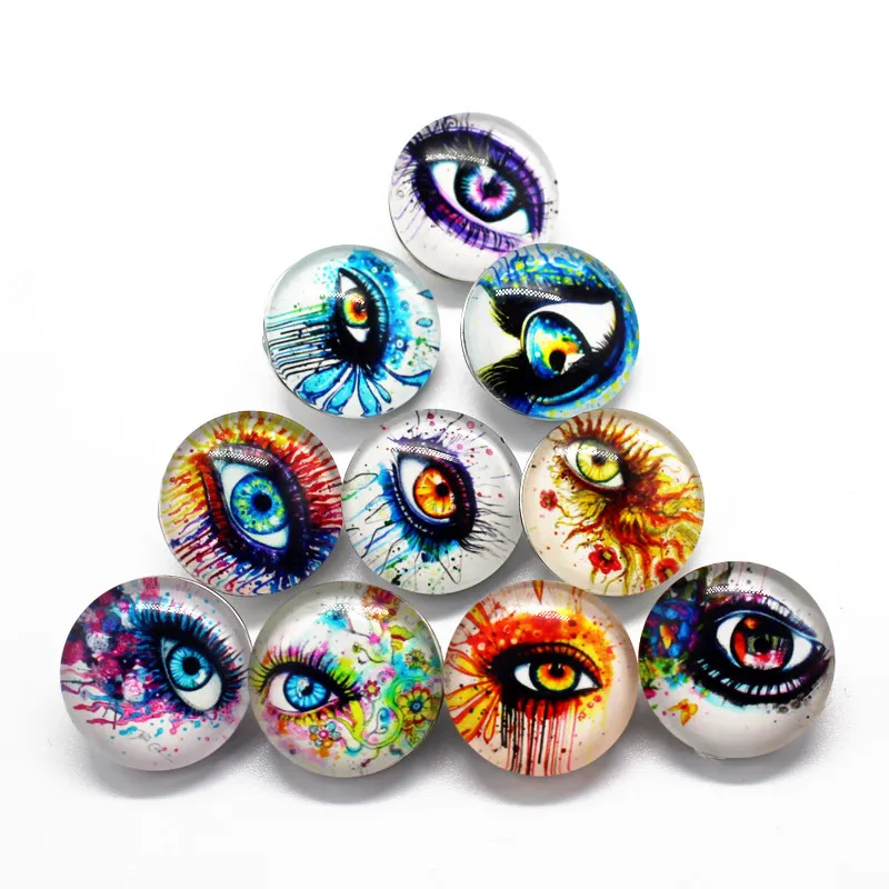 Mixs 50pcs Glass Colorful Eye Snaps Buttons 18mm Animal