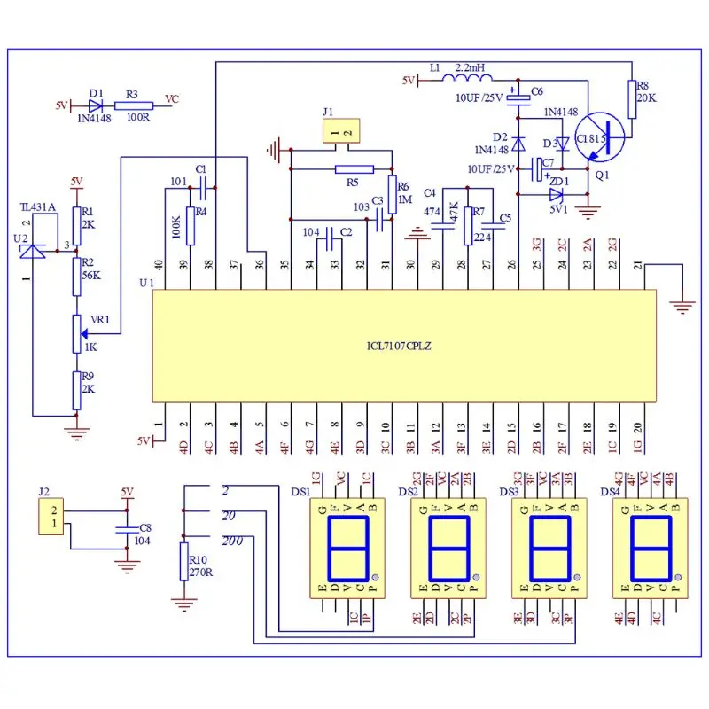 

ICL7107 Digital Ammeter Kit DIY Module DC 5V 35mA 70.6x39mm DIY Kits Amp Current Meter qiang