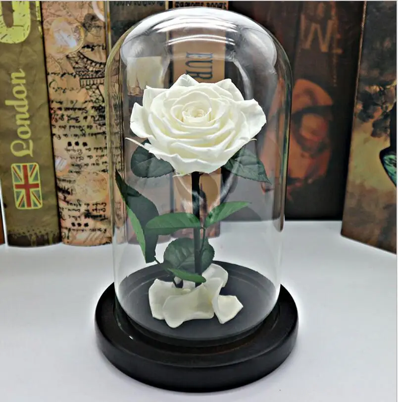 Черная вечная роза, цветок, сохраненная бесземная свежая роза в стеклянной вазе, свадебные украшения, уникальные подарки