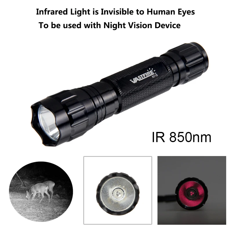 ИК 850нм светодиодный охотничий светильник инфракрасное излучение ночное видение тактическое оружие, винтовка Под стволом вспышка светильник 18650 USB зарядное устройство
