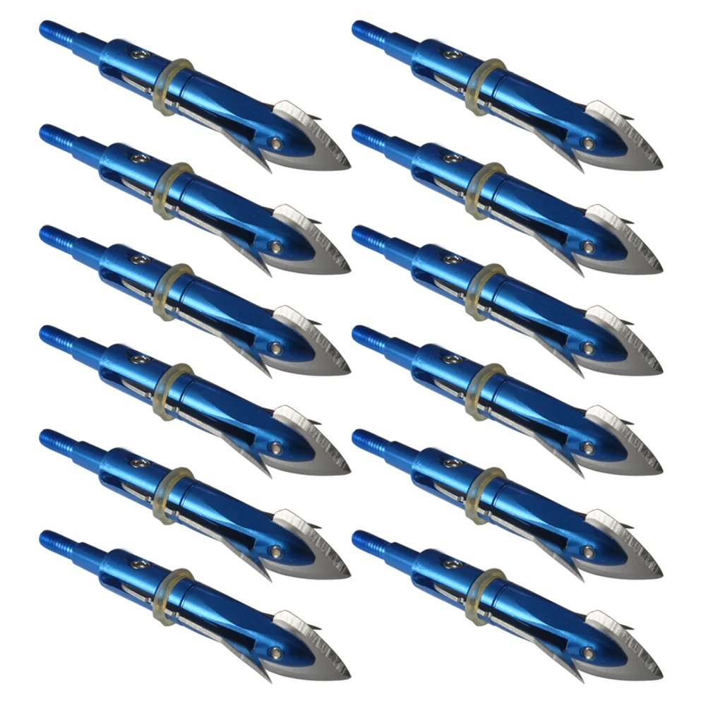 12pc Archery Broadheads Arrow Heads 100grain 2 Expandable Blade Arrow