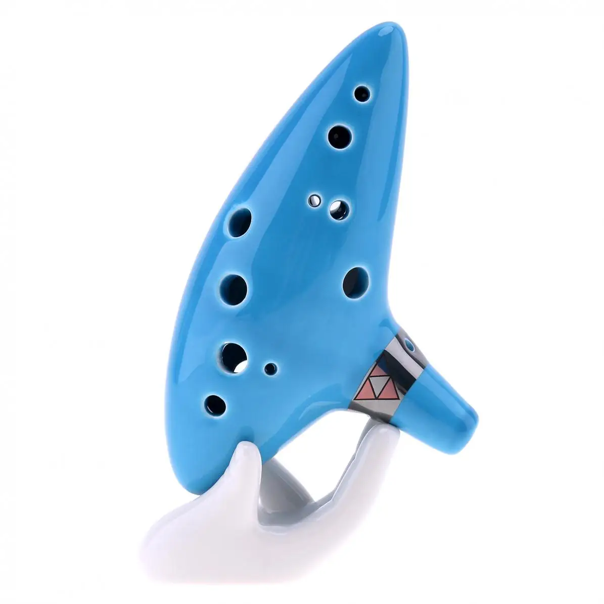 

Alto 12 Hole Ocarina Ceramic ToneC Flute Sky Blue Instrument with Neck Strap Cord and Music Book