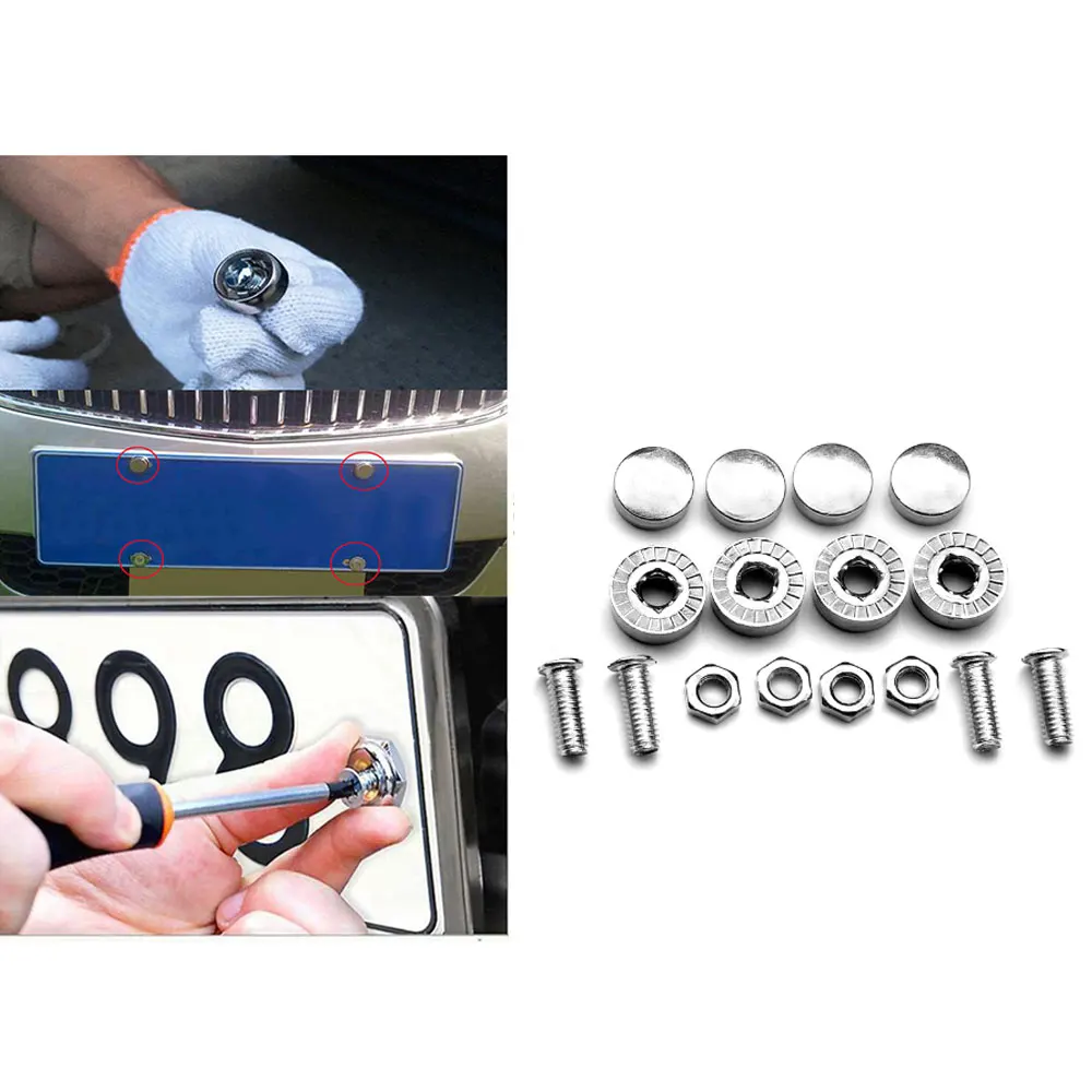 

16pcs/set Car License Plate Screws Covers Tightly For Mercedes W204 W210 AMG Benz Bmw E36 E90 E60 Fiat 500 Volvo S80