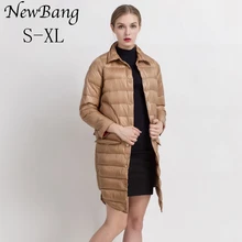 Новинка, женский ультра-светильник, куртка на утином пуху размера плюс, осенне-зимнее длинное пуховое пальто, chaquetas camperas mujer abrigo