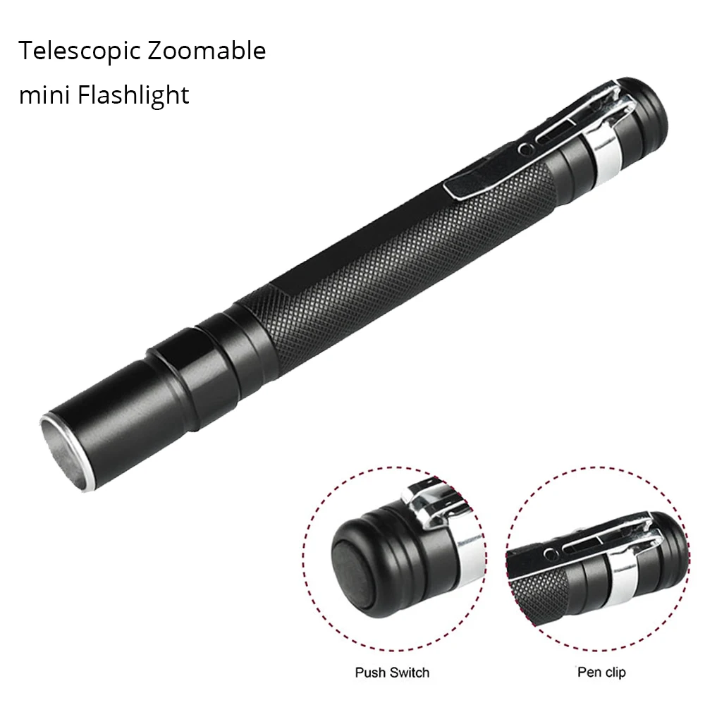 

Portable Mini Q5 3800LM Telescopic Zoom LED Flashlight Torch Pocket Light Waterproof Lantern for AAA Battery Powerful
