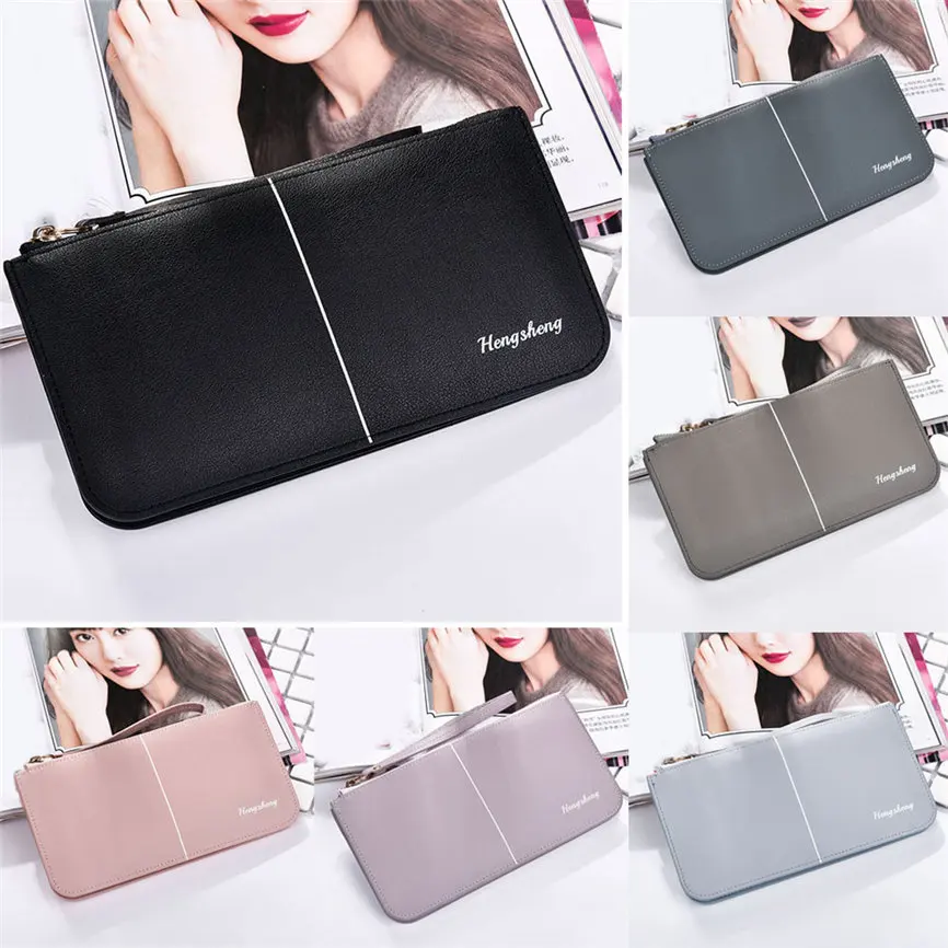 

Wallet Coin purse Women Fashion Zipper Leather Wallet Leisure Bag Long Purse Card Wallet Casual Women Long Zipper LeatherA#26