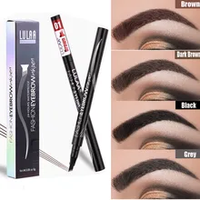 Горячая распродажа, водостойкий карандаш для бровей, 4 головки, вилка, кончик для бровей, тату-ручка, профессиональный, простой в использовании, тонкий эскиз, жидкий карандаш для бровей