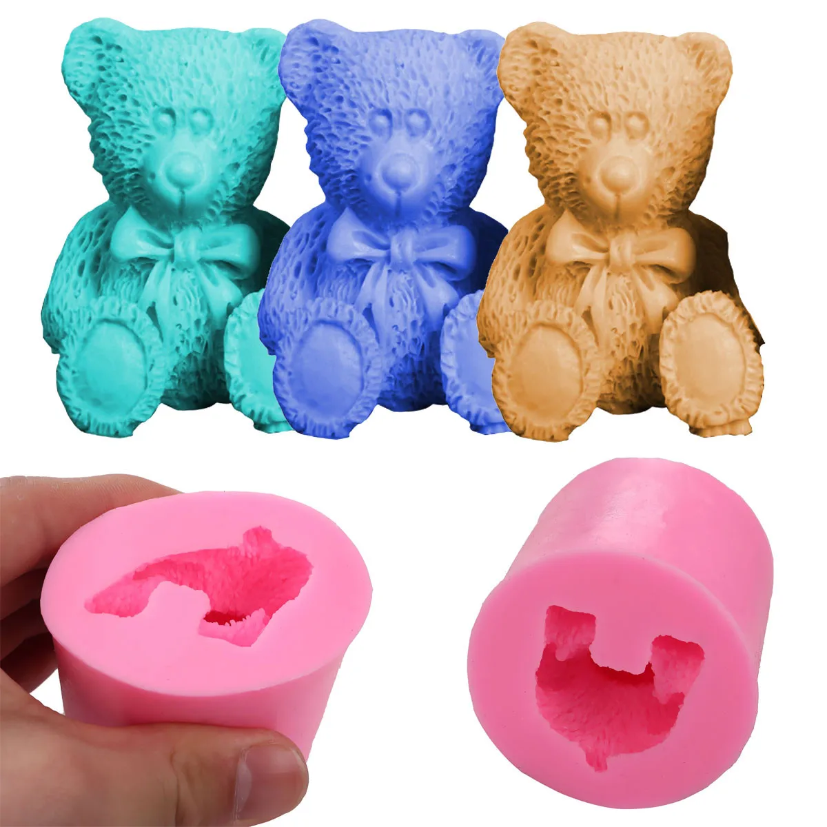 Silicone 3D Cute Bear Soap Molds Baking Cake Flexible Easy Unmold