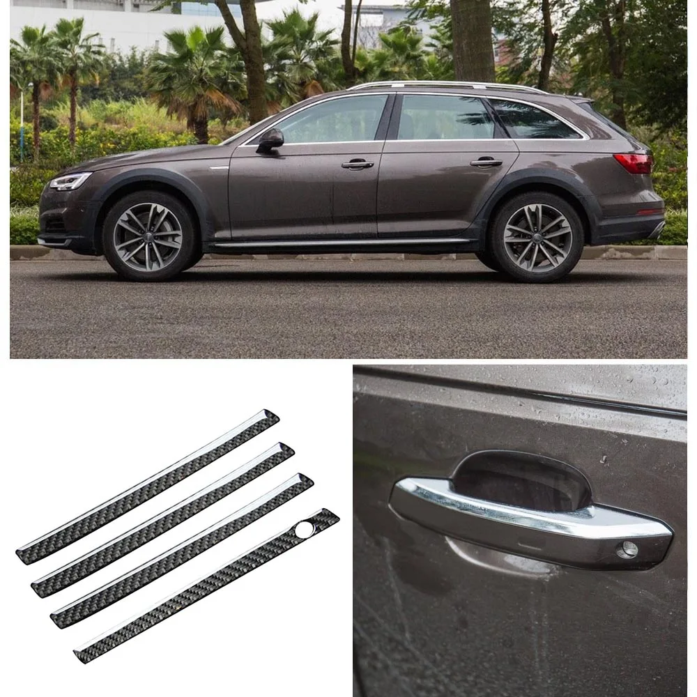 

Car-styling Exterior Carbon Fiber Door Handle Decal Strips Sticker Pads Fit For Audi A4 2016-2018