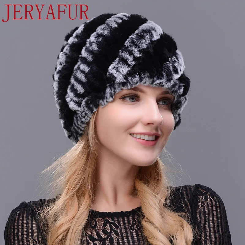 Jeryafur человек женщина натуральный мех шляпа Рог кроличий ручной работы меху шапка