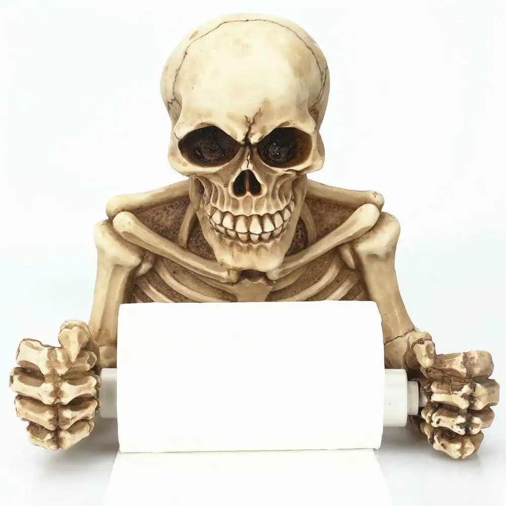 Evil Smile Skeletal Bone Sculpture Toilet Paper Holder Gothic Evil Smile Skeletal Bone Sculpture