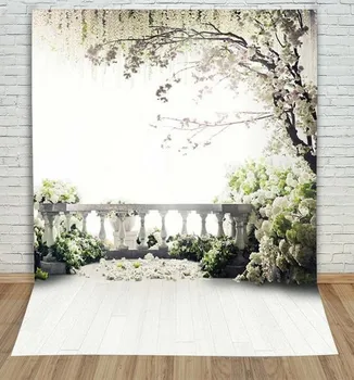 

5x7ft Willow Tree Spring Flower Garden Coastal backdrop Vinyl cloth Computer printed wedding photography studio background