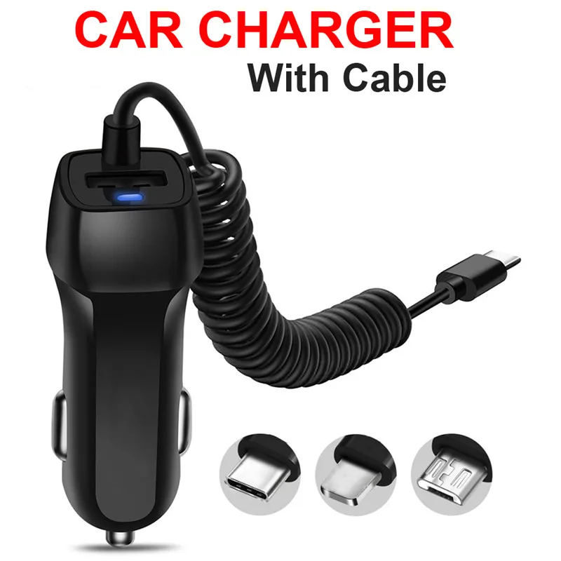 

USB Charger with Type-c Cabel for Samsugn S8 S9 Plus Protable Car Charger For iphone X XS XS Max For iphone 7 8 Plus 6 6S 5 5S