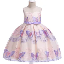 Новинка года; милое платье принцессы; детское платье для малышей; платье для сцены; вечерние платья с вышивкой бабочки для девочек; свадебное платье