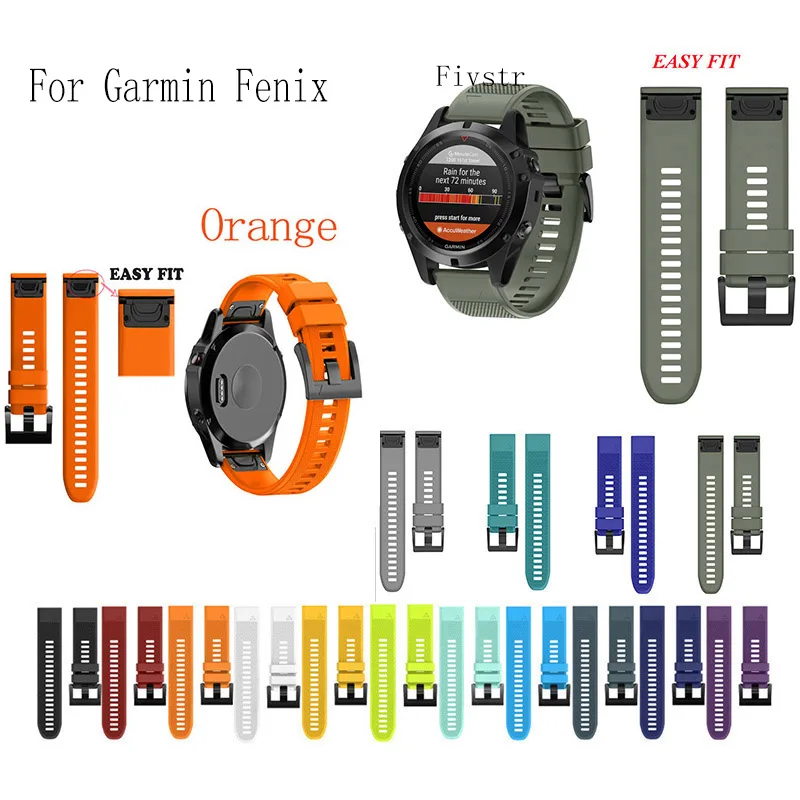 Fivstr 26 22 20 мм Quick Release силиконовый ремешок для часов браслет для Garmin Fenix 5X5 5S плюс 3 3HR s60 D2 Mk1 EasyFit Смарт-часы