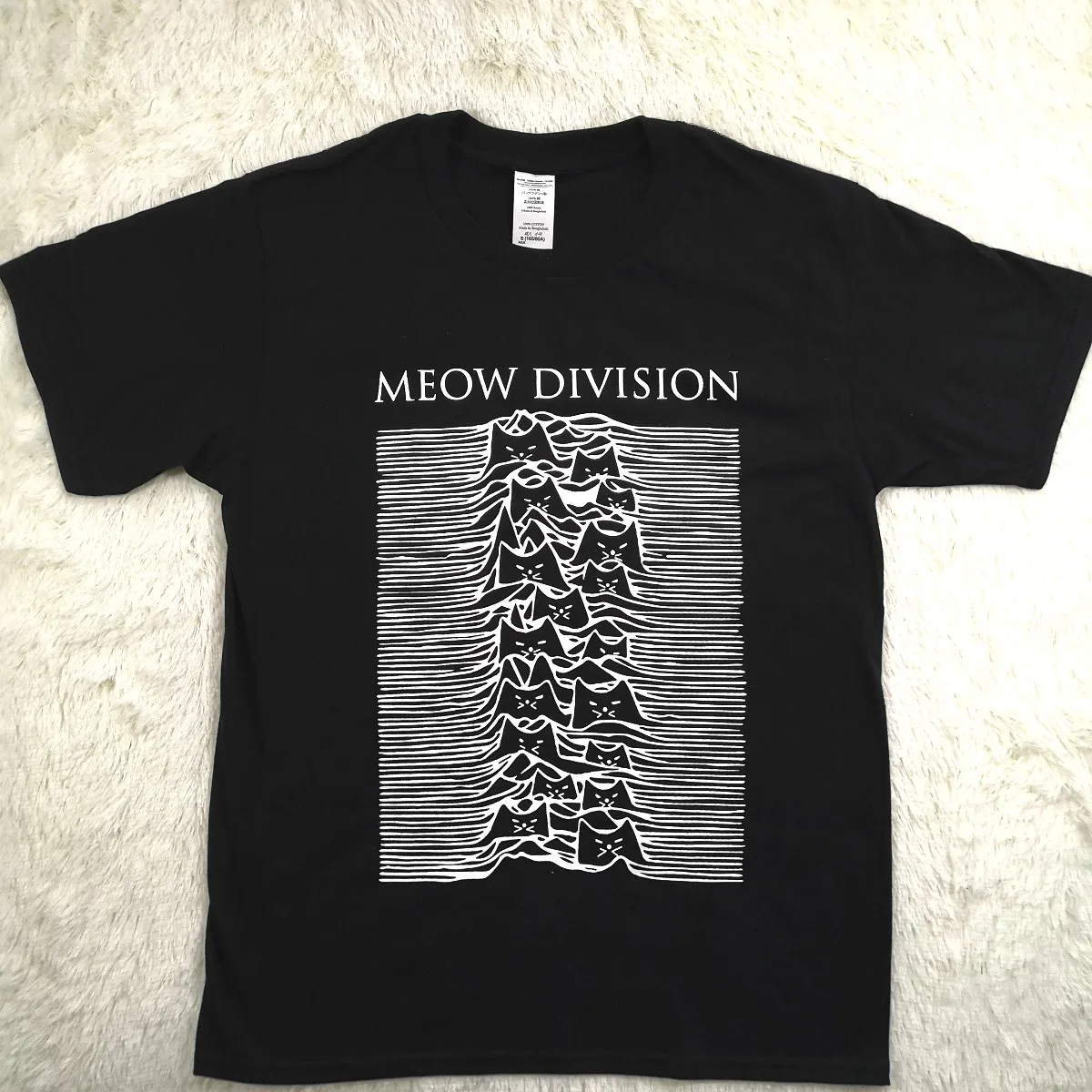 Забавная женская футболка с котом и надписью «Meow Division», футболка большого размера, Летний Топ Harajuku, футболка с короткими рукавами, женская модная футболка