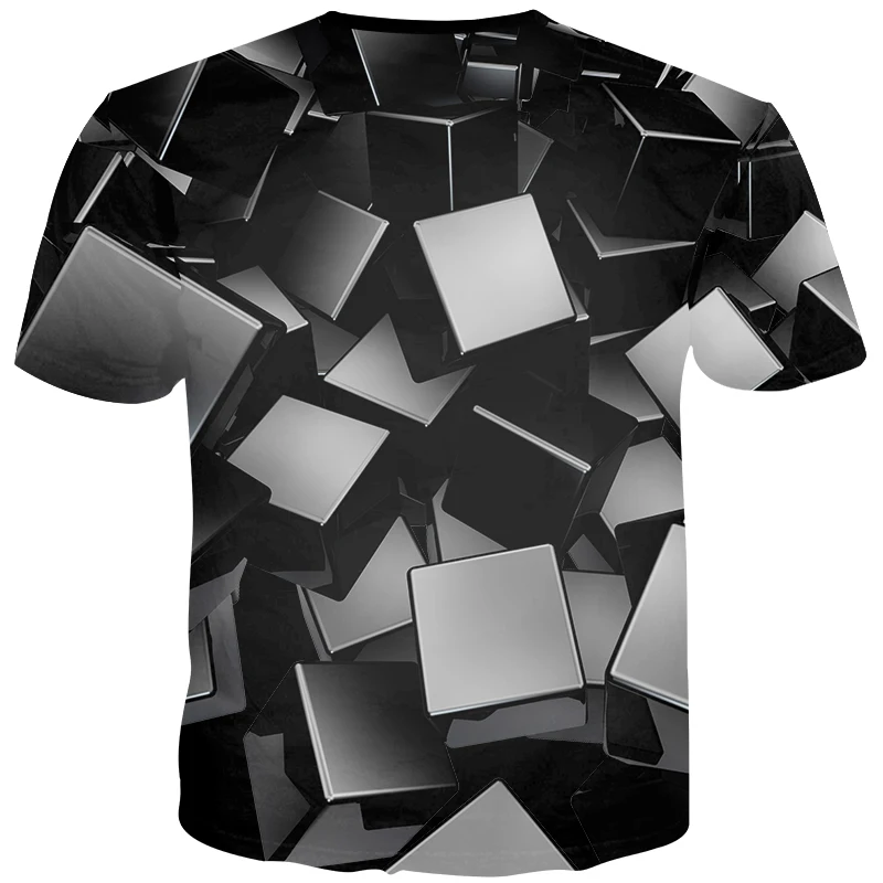 YFFUSHI Summer T shirts Men Geometric Patterns Print 3d Black Cool Tops Casual Tees Streetwear Oversized 5XL | Мужская одежда