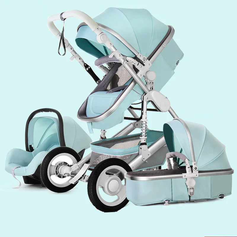 

TJ Baby star Stroller 3 in 1,High landscape Fold stroller can sit reclining two-way four-wheel shock absorber folding