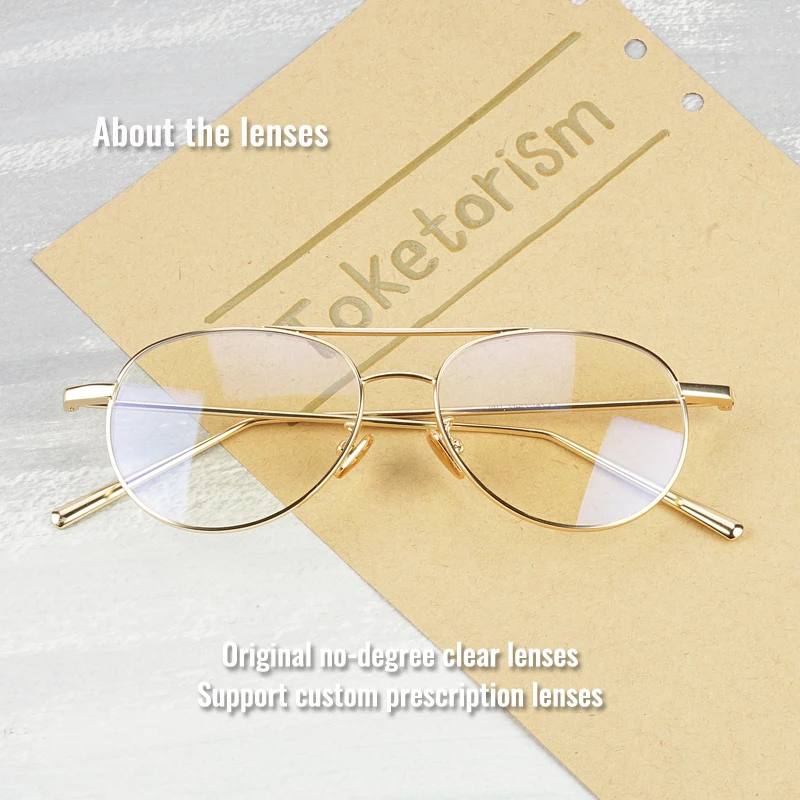 Toketorism Pilot Style Metal Frame Vintage Double Bridge Eyewear Frames Men Women Clear Lenses 1181