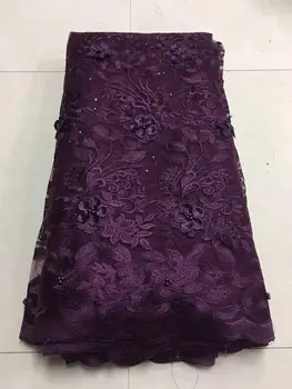 

High Quality Nigerian Lace Fabric 2018 with Beads African French Net Lace Fabric 3D Flower Embroidered Tulle Mesh Lace ZJ1680