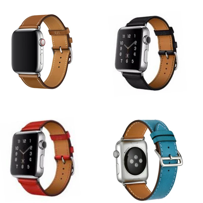 Genuine Leather link Bracelet Leather strap For Apple Watch Single Tour ...