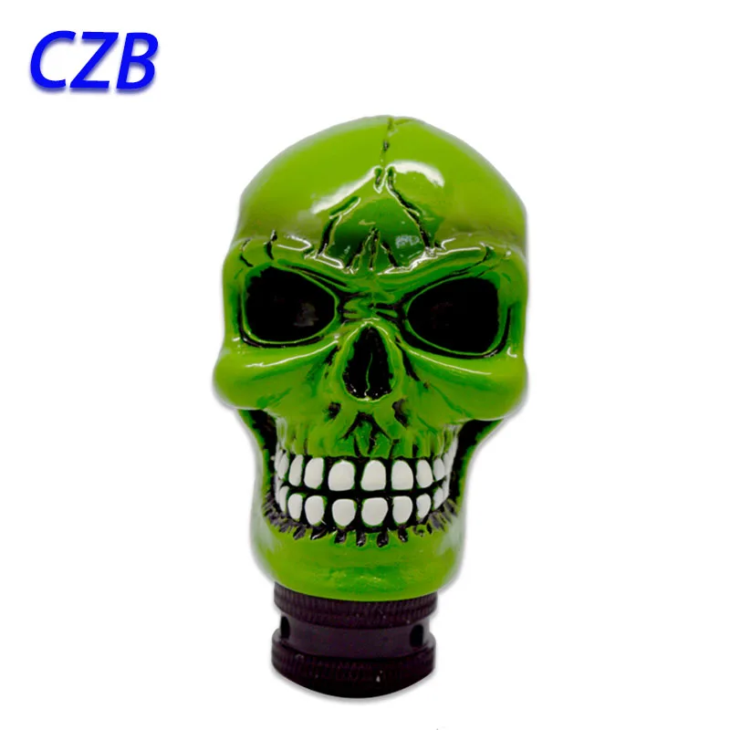 

2016 Universal Manual Interior Parts Gear Stick Shift Shifter Lever Knob Evil Green skull pattern tree Marches Fast shipping