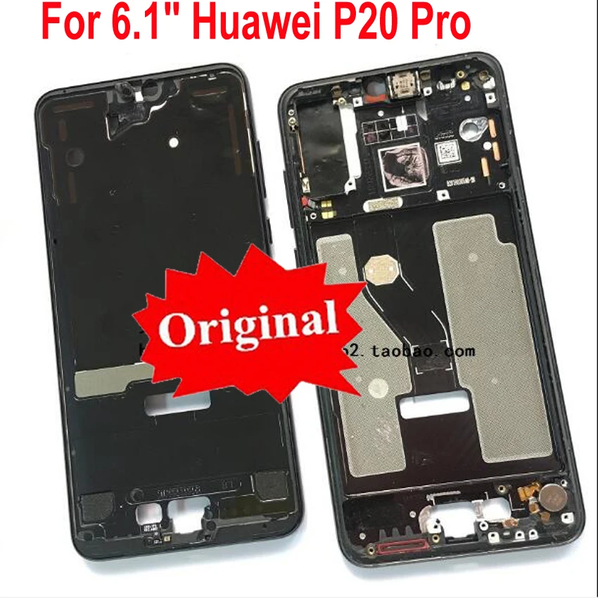 

Original LCD Screen Supporting Housing Front Bezel / Middle Frame + Power Flex Cable Side Buttons For Huawei P20 Pro CLT-AL01