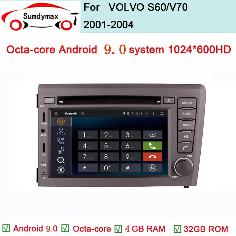 

2 din android 9.0 Car DVD Player For VOLVO S60 V70 GPS Navigation Radio RDS FM stereo audio BT octa core 4G RAM 64G ROM