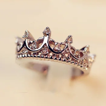 Crown Open Ring Rose Gold Princess Crown Rings For Party And Wedding