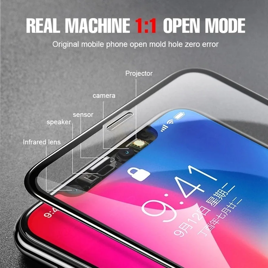 Защитное стекло 9D для iPhone X XR XS MAX Защита экрана iphone 6 6S 7 8 Plus закаленное