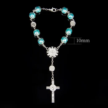 

Fashion Bracelets For Baby Girls With Dangle Jesus Cross Children's Strand Bracelet Rosary Link Chain Good Quality