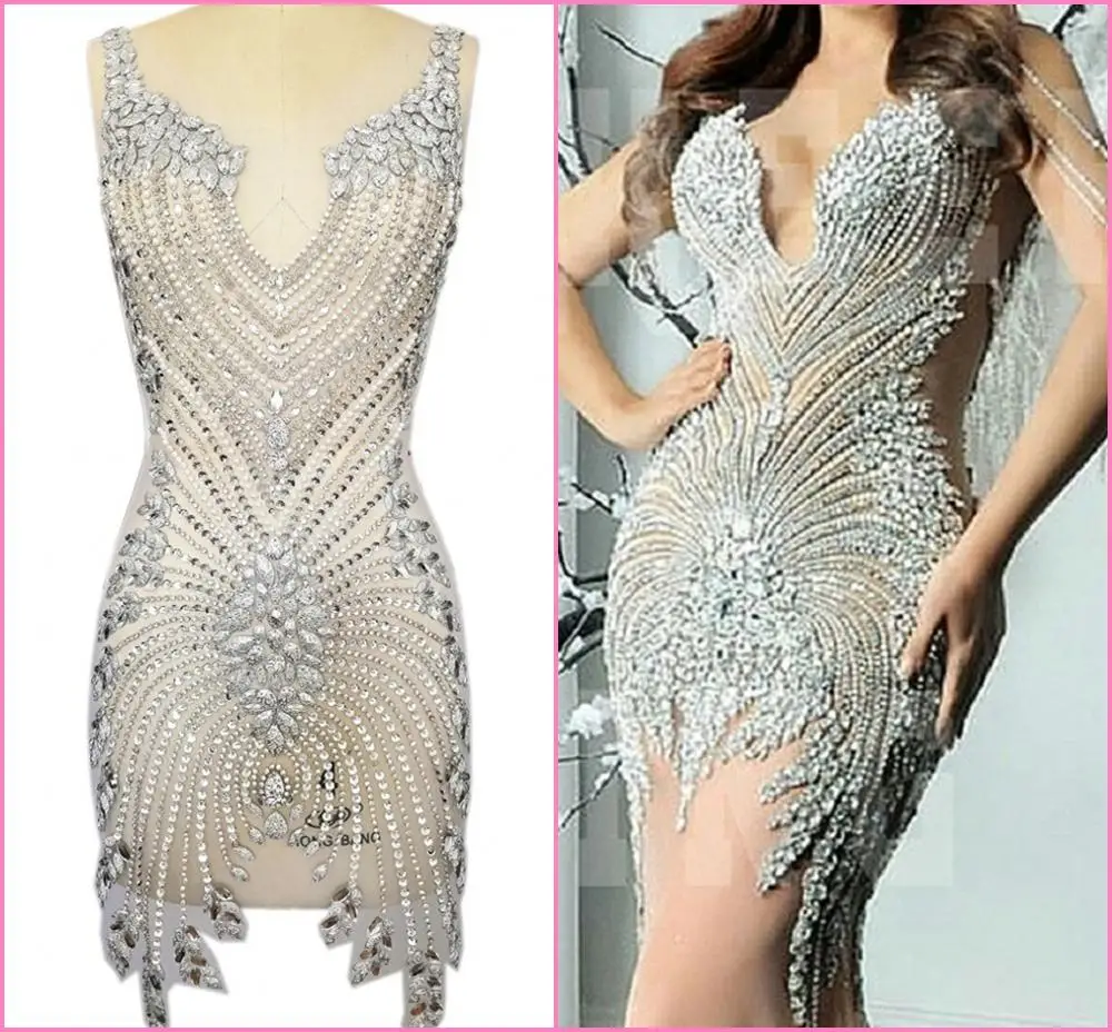 Hand Made Women S Clothing Wedding Dress Sew On Rhinestons