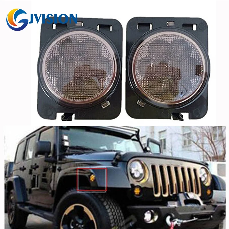 Pair LED Side Maker Lights Fender Flares For 2007 2015 Jeep Wrangler JKin Car Light Assembly