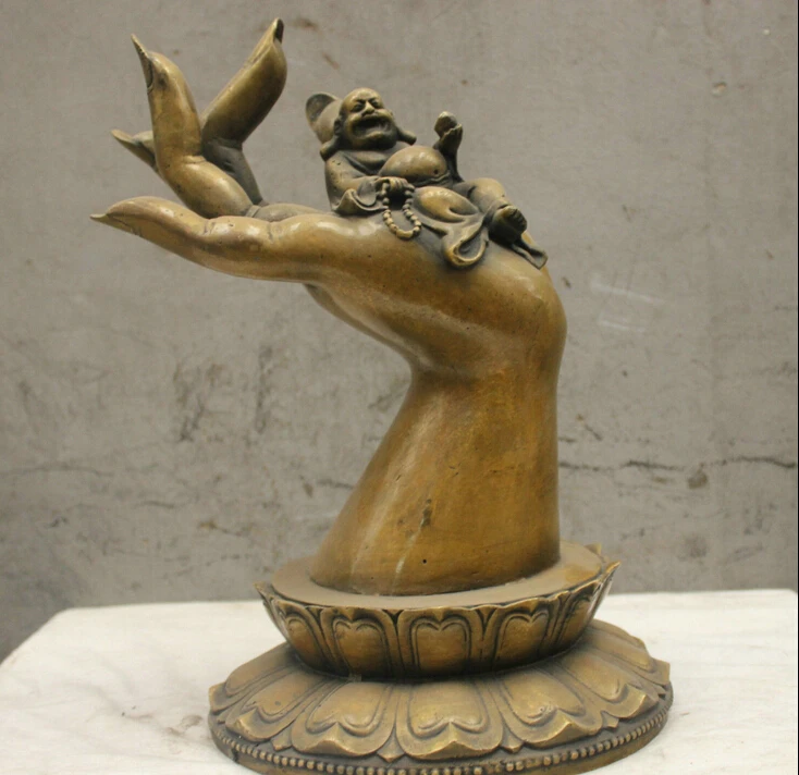 Chinese China Folk Culture Handmade Old Bronze Brass Statue Maitreya