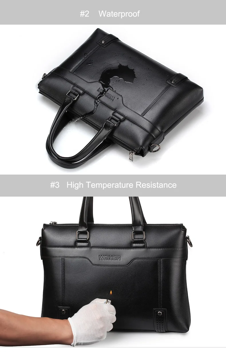 WEIXIER большой ёмкость сумка для мужчин на молнии бизнес сумки Высокое качество кожа 15''Laptop Мужские портфели курьерские Tote