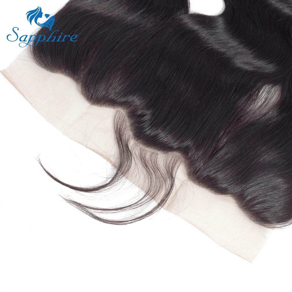 Сапфировые волосы, 5 шт., индийские волосы, волнистые, фронтальные, закрытые, с волосами младенца, Remy, человеческие волосы, 13x4