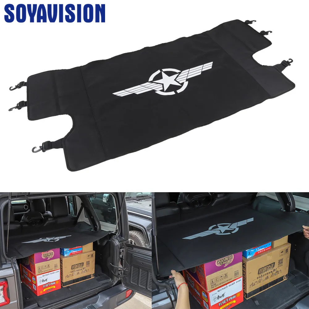

Black Stowing Tidying for Jeep Wrangler JL 2018+ Car Luggage Carrier Trunk Curtain Cover for Jeep Wrangler 2019 Car Accessories