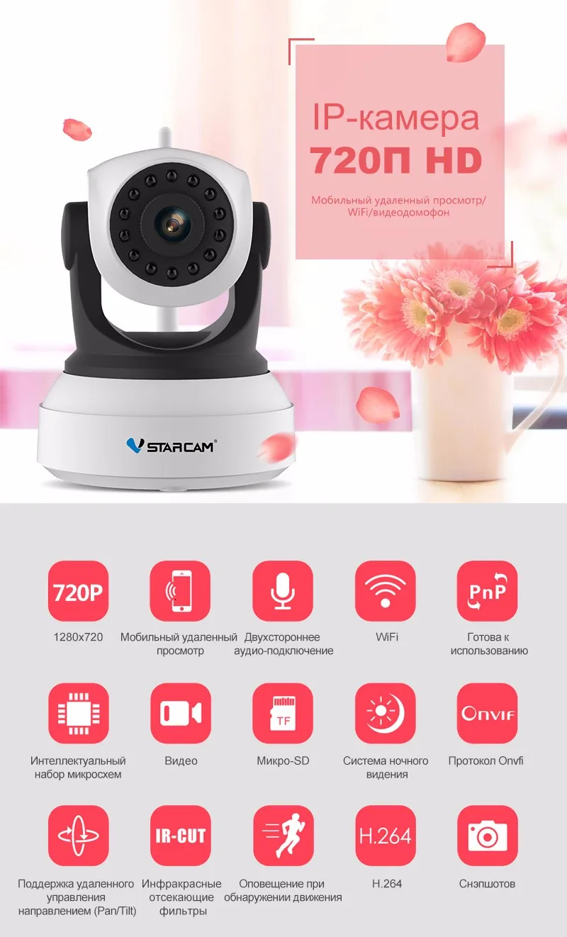 Vstarcam 720П HD WiFi IP-камера Onvfi видеодомофон  Система ночного видения Мобильный удаленный просмотр в Монитор младенца