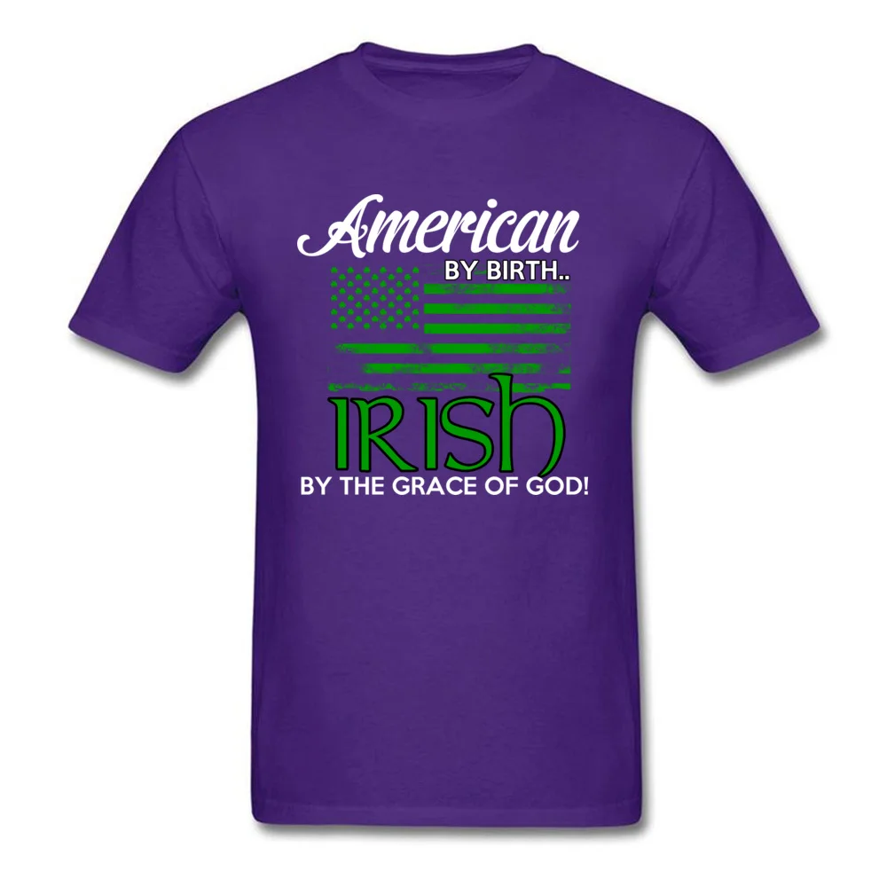 Printed On Leisure Summer Autumn Cotton Round Neck Men's Tops & Tees Casual Clothing Shirt Classic Short Sleeve T Shirt IRISH BY THE GRACE OF GOD purple