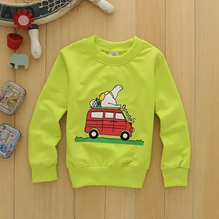 

kids baby clothing Boy autumn spring tops cotton cartoon car casual full sleeved hoodies toddler boys clothes 2-6T